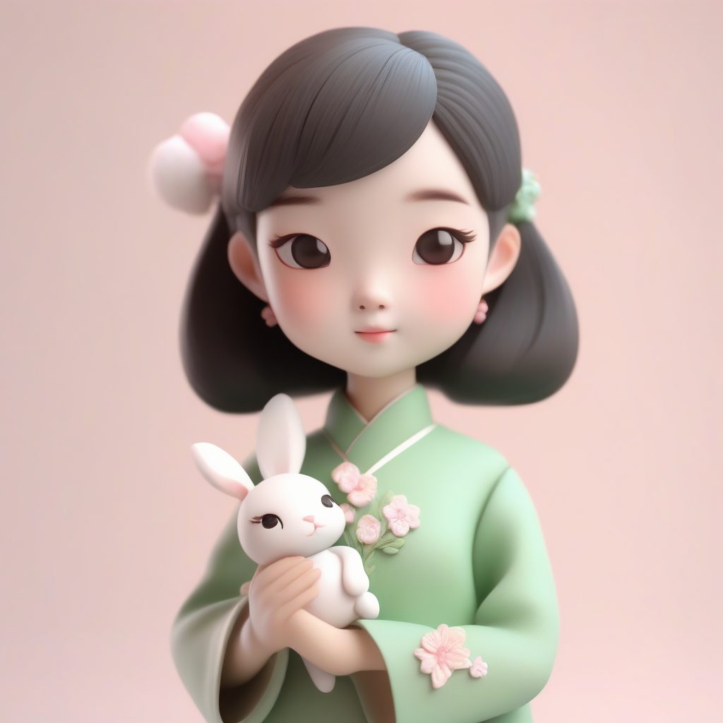 AI绘画旗袍少女粘土手办：生成奶油色柔和景深的3D渲染技巧