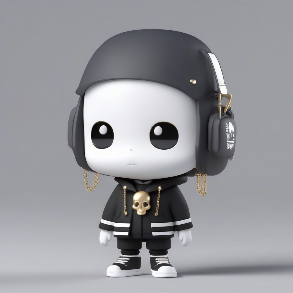 暗黑酷炫风JK Q版：C4D盲盒高光影全身渲染提示词