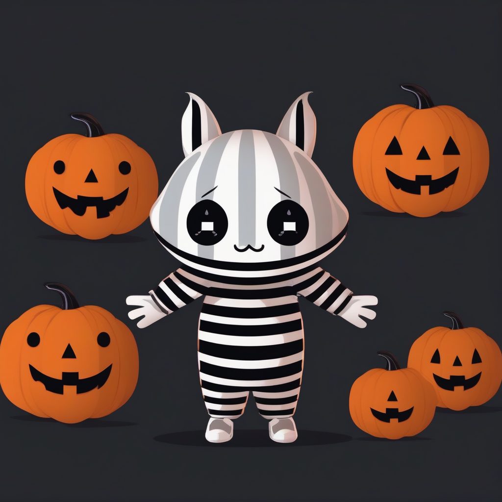 暗黑系Q版小幽灵：电影级柔焦全身站姿，深炭灰色背景