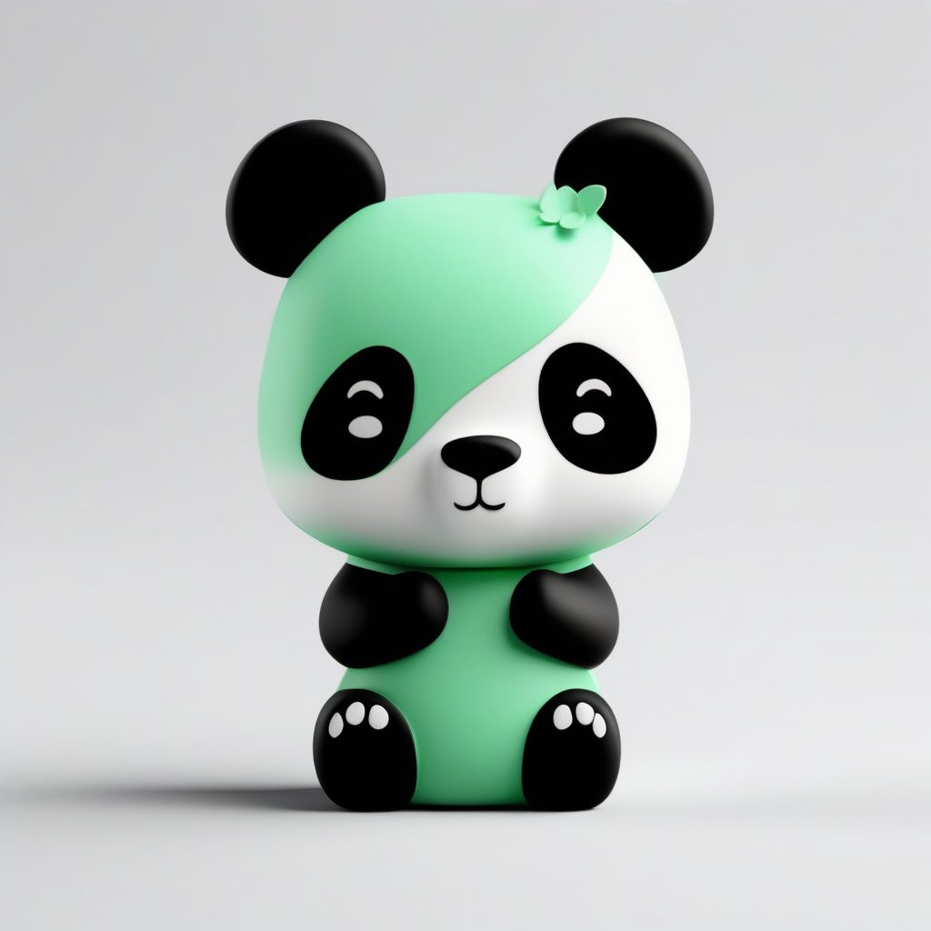 安静吃竹子的熊猫耳娘：可爱粘土手办