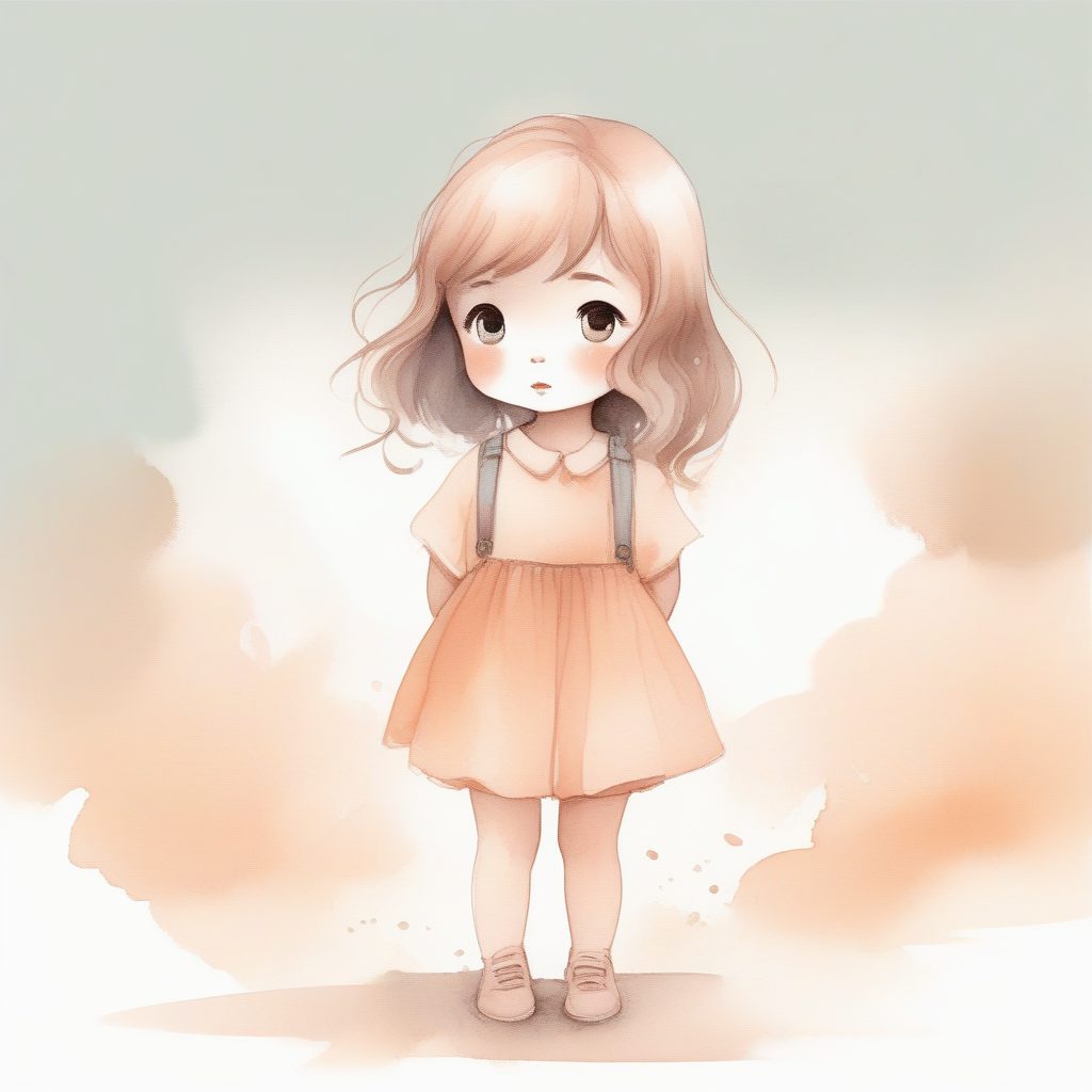 白日梦中的空灵Q版水彩全身插画：漫射光与极致柔边