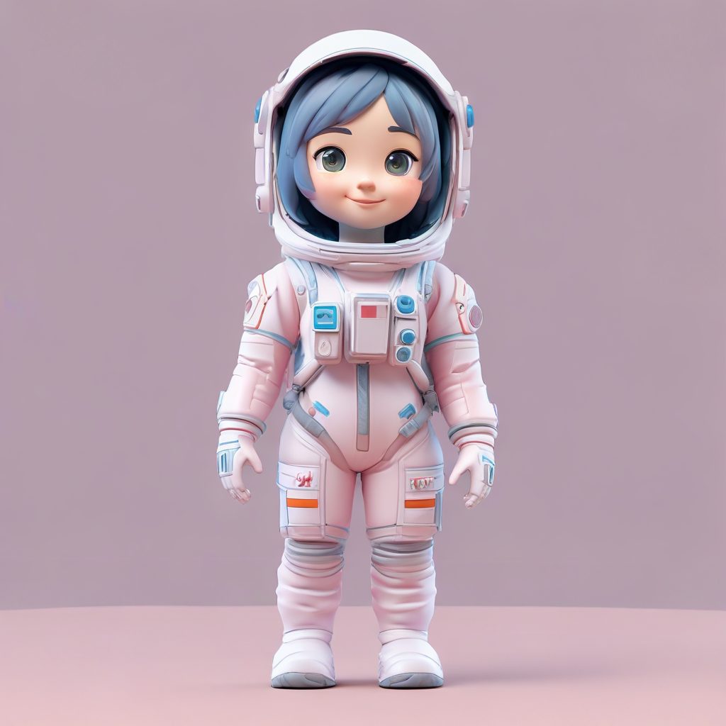 爆火!3D盲盒女孩全身站立提示词:C4D粘土材质,一键生成Pop Mart风格模型