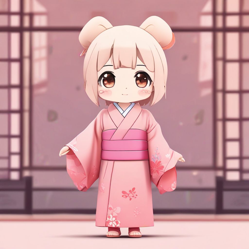 爆款AI插画：如何用柔光和粉彩色调在纯色背景下制作卡哇伊女孩全身像