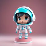 爆款Q版宇航员女孩:AI生成3D盲盒手办,一键获取泡泡玛特高光泽模型! 5 bao kuan q ban yu hang yuan nyu hai ai sheng cheng 3d mang he shou ban yi jian huo qu pao pao ma te