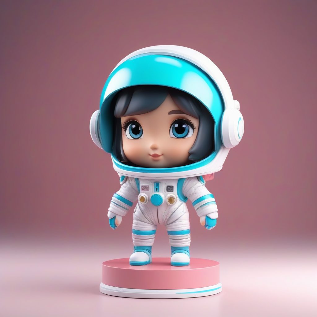 爆款Q版宇航员女孩：AI生成3D盲盒手办，一键获取泡泡玛特高光泽模型！