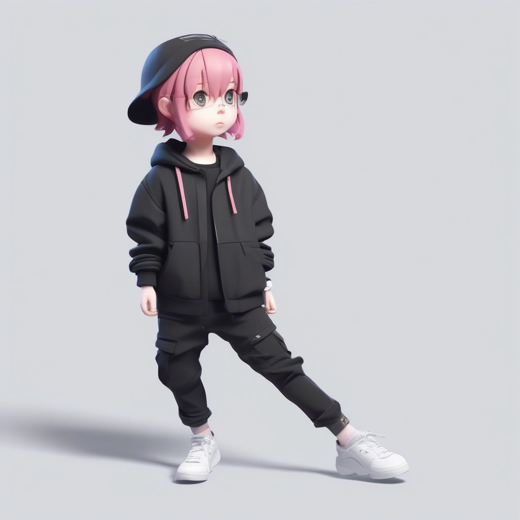 爆款全身站立图：Midjourney潮流街头Q版女孩生成秘籍（纯色背景）