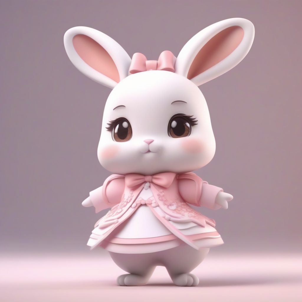 爆款兔耳娘AI绘画提示词：C4D粘土3D渲染Q版盲盒手办图教程