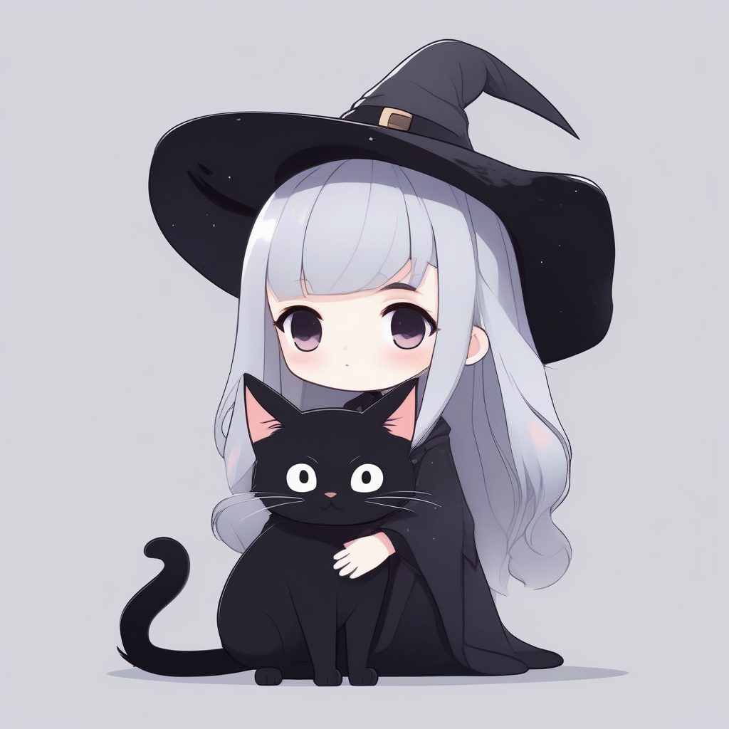 抱猫咪的可爱小魔女全身照：柔和摄影棚光线渲染