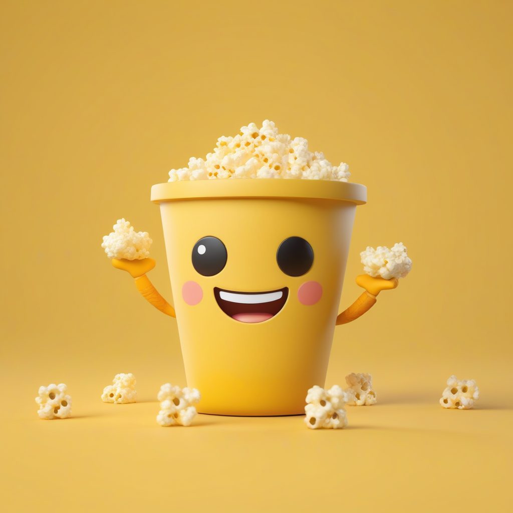 爆米花桶Q版手办:电影主题全身站立照,奶油黄色背景 1 爆米花桶Q版手办:电影主题全身站立照,奶油黄色背景