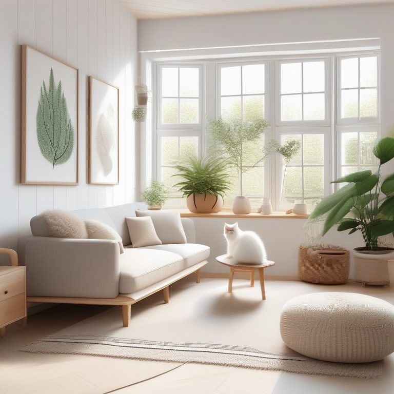 北欧风格温馨客厅与猫咪共享时光