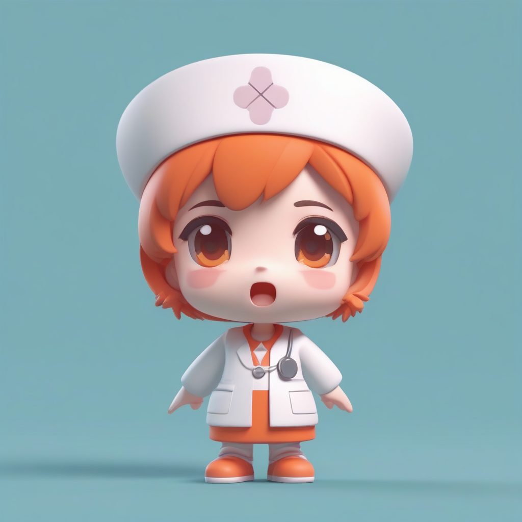 笨拙可爱Q版护士：被绷带缠住的失误表情3D模型