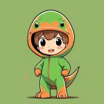 扁平插画风Q版恐龙装扮男孩 极简卡通AI图 3 bian ping cha hua feng q ban kong long zhuang ban nan hai ji jian ka tong ai tu