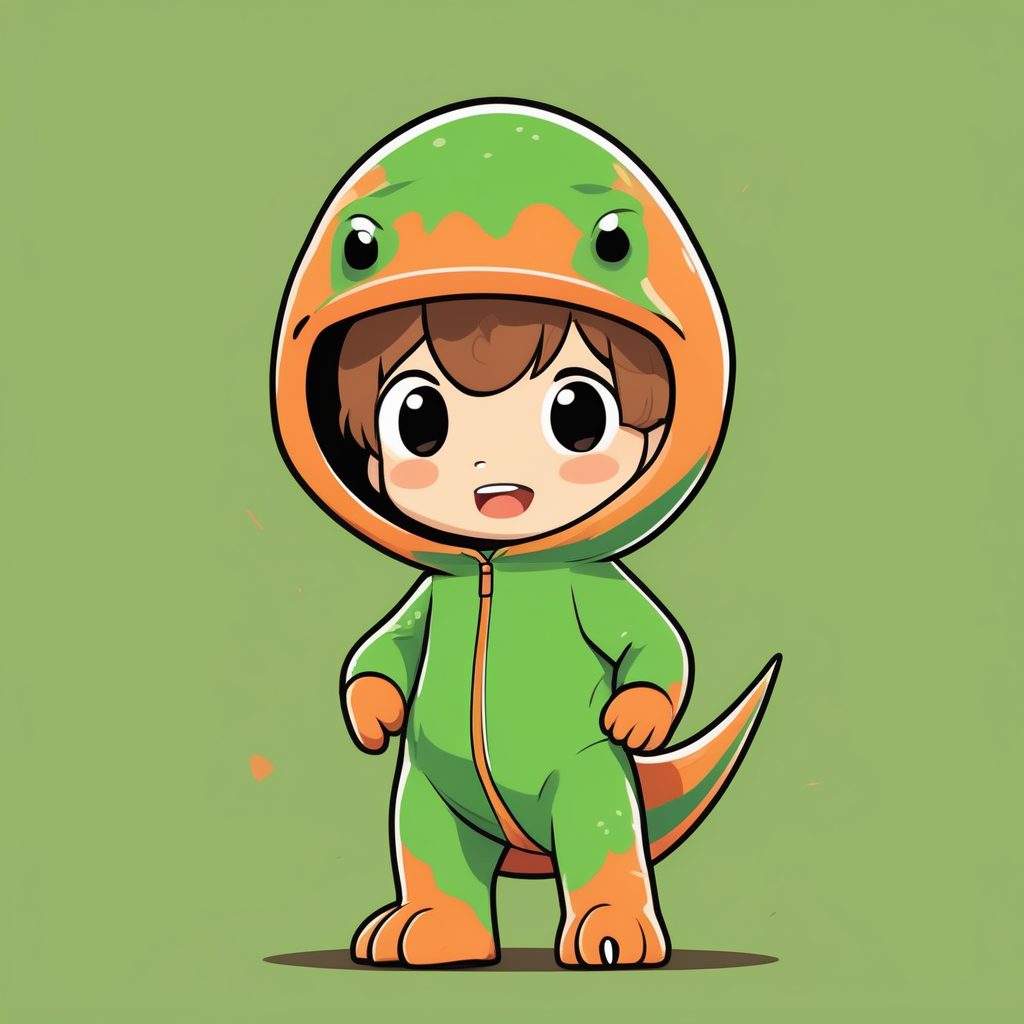 扁平插画风Q版恐龙装扮男孩 极简卡通AI图 21 扁平插画风Q版恐龙装扮男孩 极简卡通AI图