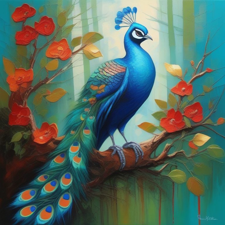 表现主义厚涂奇幻鸟兽