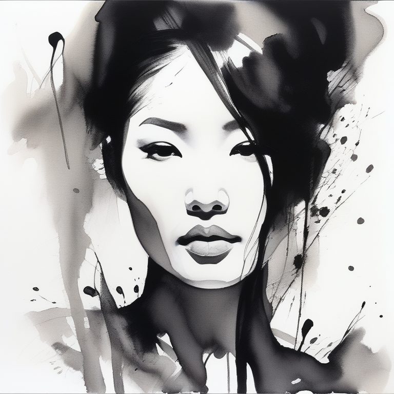 表现主义墨流人物肖像