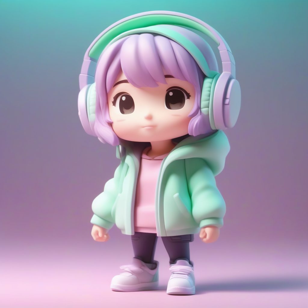 薄荷绿和薰衣草：高保真PBR渲染的Pop Mart盲盒女孩