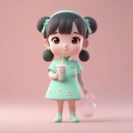 bo he lyu qi pao shao nyu zhen zhu nai cha zhu ti q ban quan shen 3d xuan ran ti shi ci