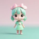 薄荷绿丝绸旗袍Q版:比心手势3D粘土人偶 7 bo he lyu si chou qi pao q ban bi xin shou shi 3d nian tu ren ou