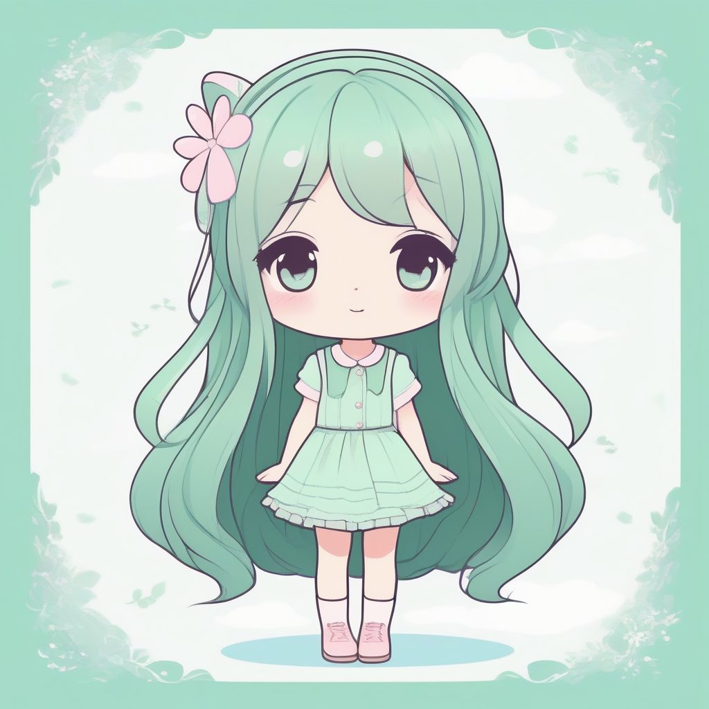 薄荷绿与圆润线条:清新可爱Q版站姿插画 9 薄荷绿与圆润线条:清新可爱Q版站姿插画