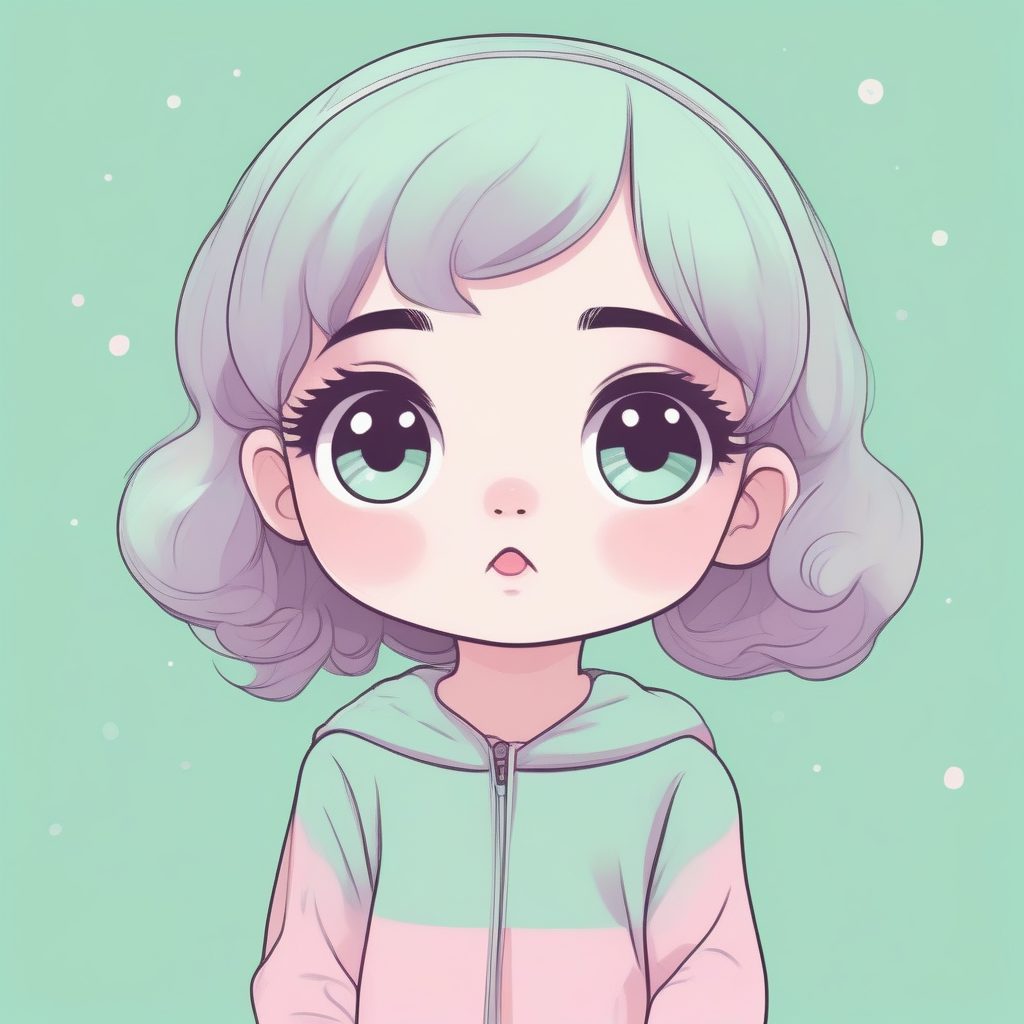 薄荷绿治愈系:好奇疑惑Q版女孩全身插画 27 薄荷绿治愈系:好奇疑惑Q版女孩全身插画