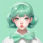 薄荷马卡龙:惊讶表情少女极简肖像AI提示词 6 bo he ma ka long jing ya biao qing shao nyu ji jian xiao xiang ai ti shi ci