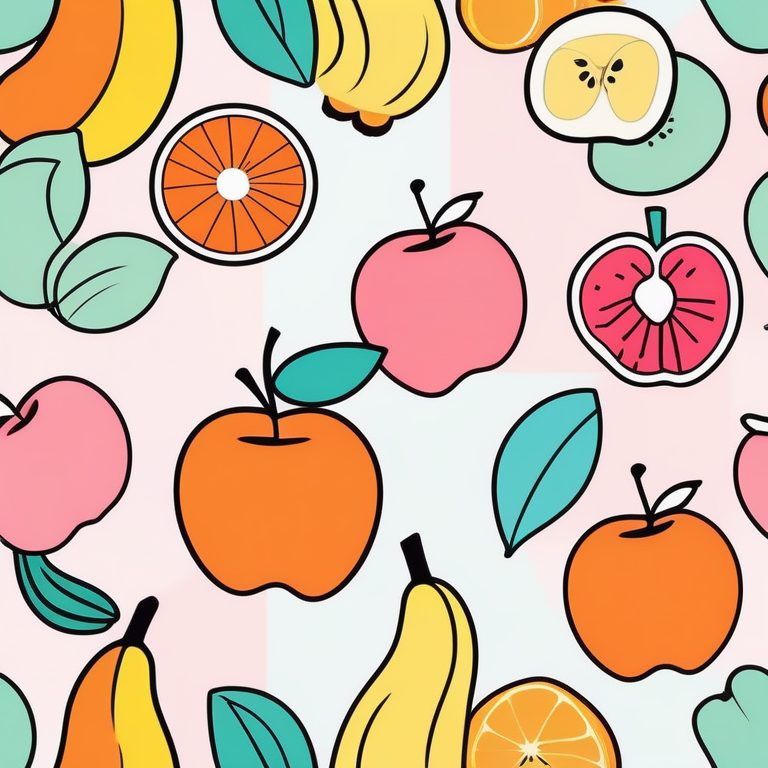 波普彩色极简水果插画