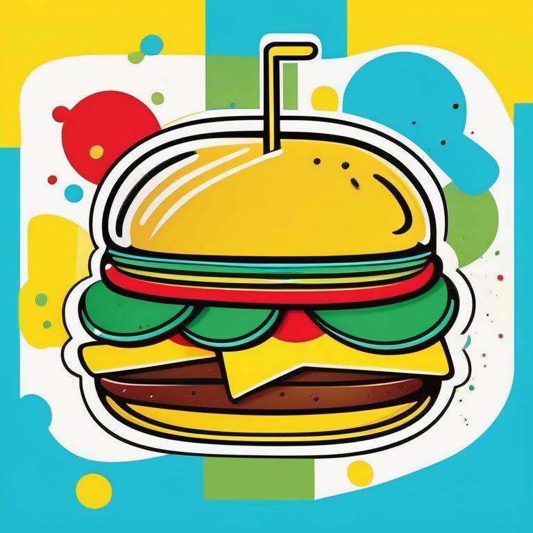 波普风糖果色彩插画汉堡