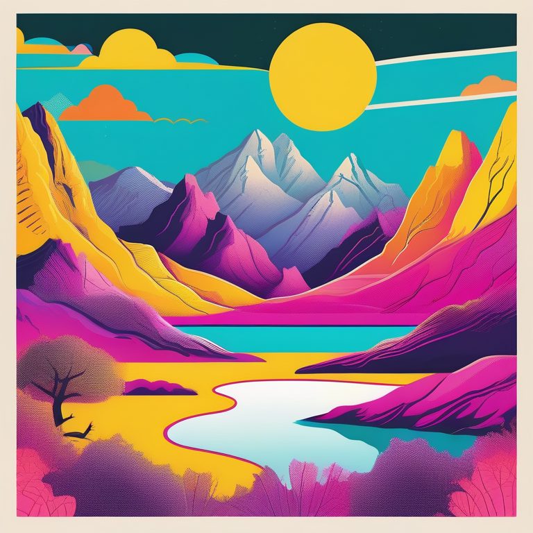 波普艺术彩色山水风光