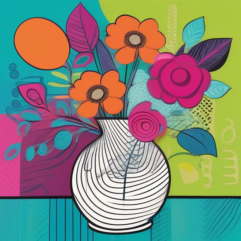 波普艺术风抽象花卉静物