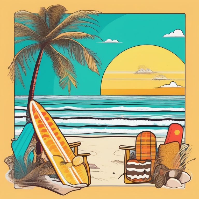 波普艺术风格的海滩景观