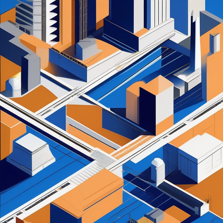 Brutalist Bauhaus风格的抽象城市鸟瞰景观