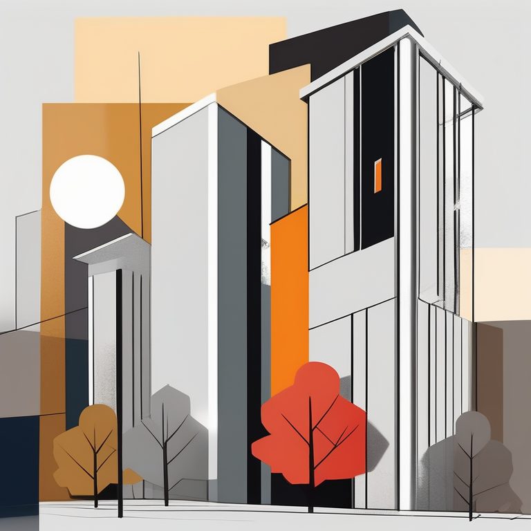 Brutalist Bauhaus风格下的抽象都市森林景观海报