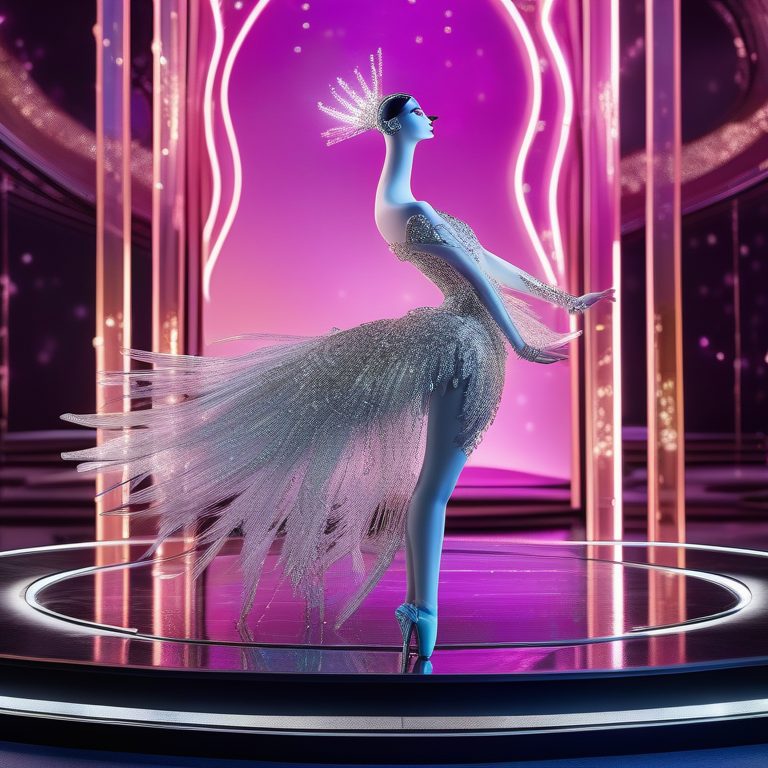 不可能时尚编辑风格的机械天鹅舞者