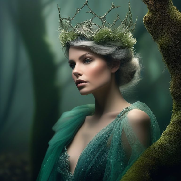 不可能时装编辑风格的森林女王肖像