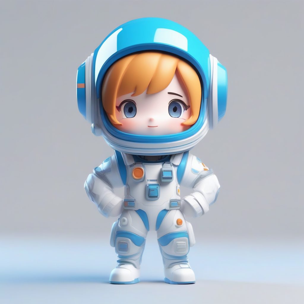 C4D超清渲染|极简太空宇航员Q版女孩 3D盲盒手办全身照