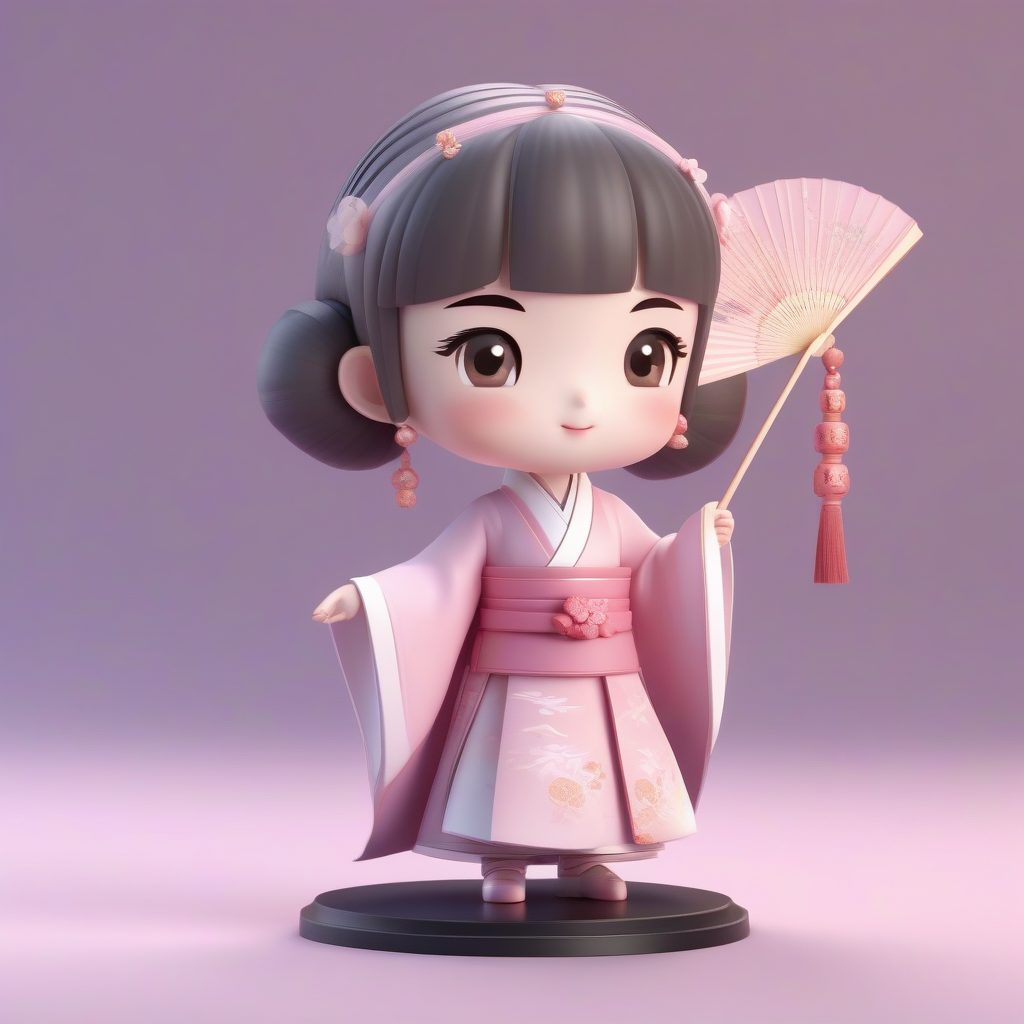 C4D高抛光盲盒系列:淡雅明制汉服Q版女孩3D全身站立图 1 C4D高抛光盲盒系列:淡雅明制汉服Q版女孩3D全身站立图