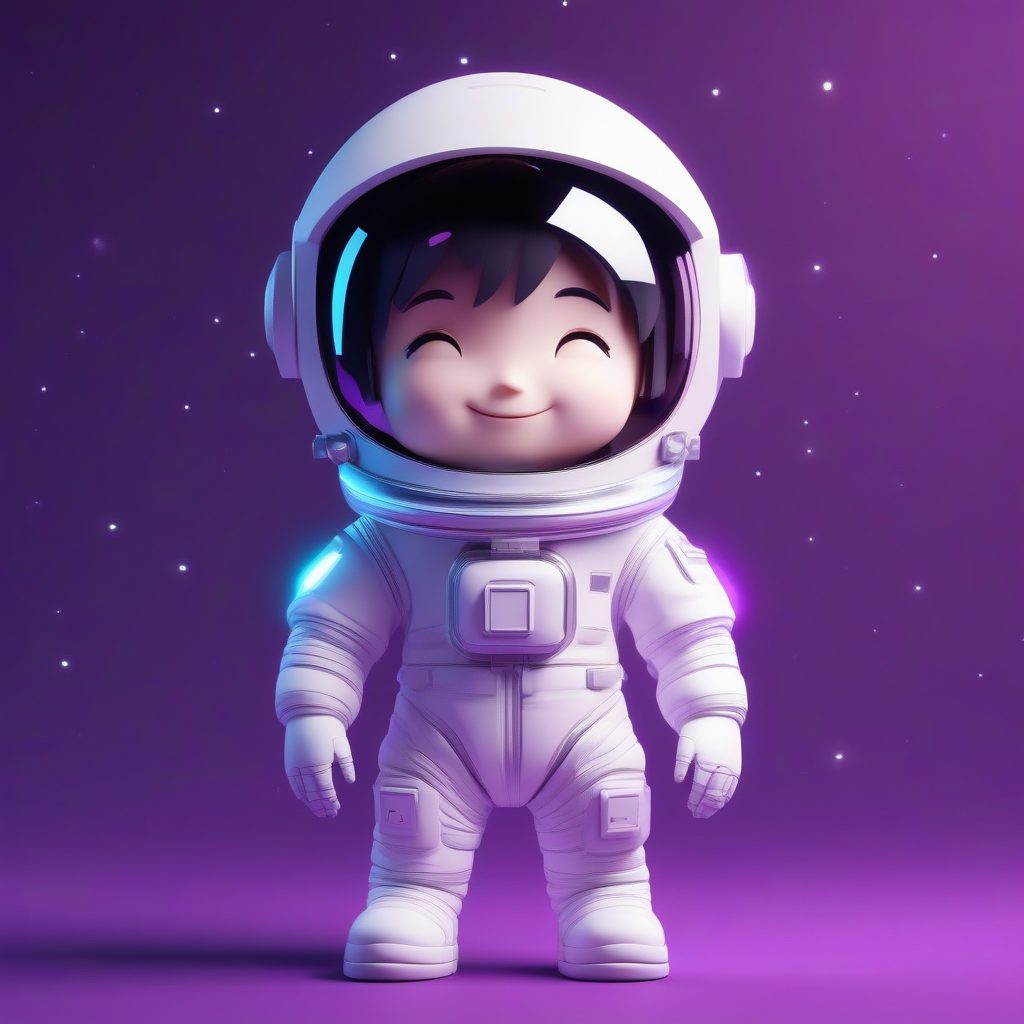 C4D高抛光Q版宇航员：手持迷你地球的盲盒手办全身渲染图