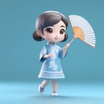 C4D光线追踪:青花瓷旗袍Q版盲盒手办,全身站立高细节渲染 2 c4d guang xian zhui zong qing hua ci qi pao q ban mang he shou ban quan shen zhan li gao xi jie