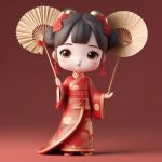 C4D光追中国风:软粘土红金旗袍Q版盲盒手办全身站姿 6 c4d guang zhui zhong guo feng ruan nian tu hong jin qi pao q ban mang he shou ban quan shen zhan zi