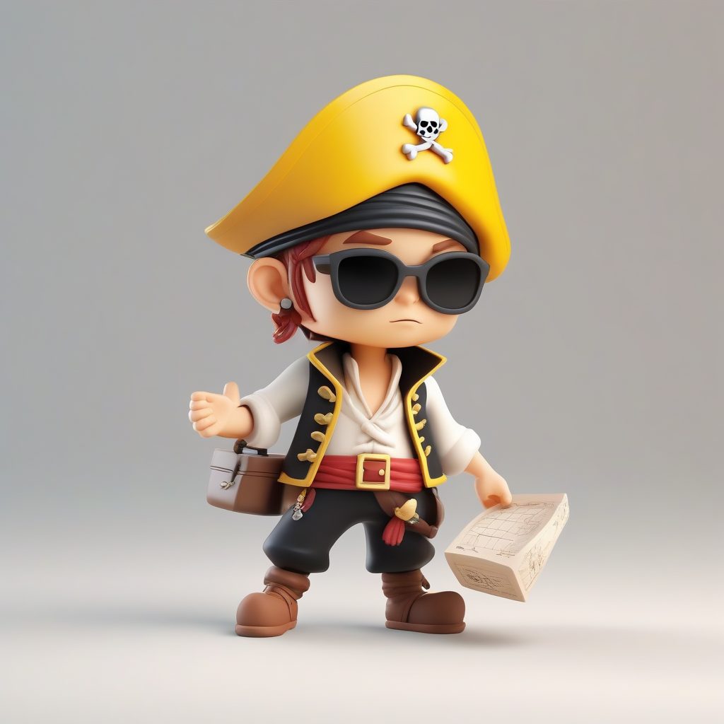 C4D建模Q版海盗：高光泽全身站立，探险姿态