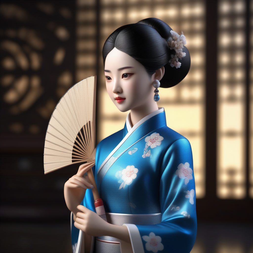 C4D精细渲染：如何生成持扇旗袍少女的超写实盲盒雕塑级模型