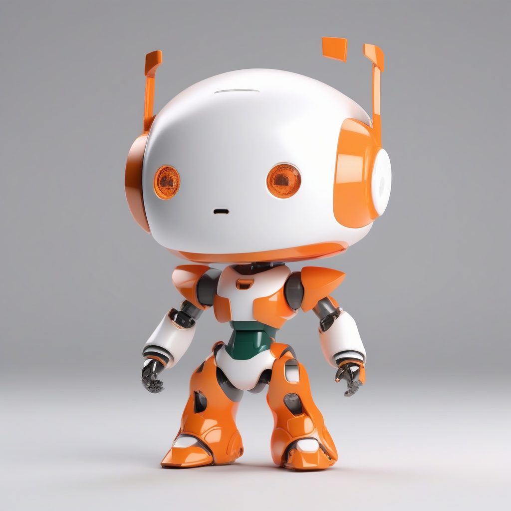 C4D盲盒风未来机器人Q版男孩：3D塑料粘土全身站立渲染图