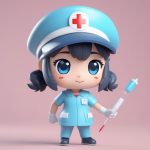 C4D盲盒 Q版护士:元气满满的站立全身像,纯色背景AI提示词 2 c4d mang he q ban hu shi yuan qi man man de zhan li quan shen xiang chun se bei jing ai ti shi ci