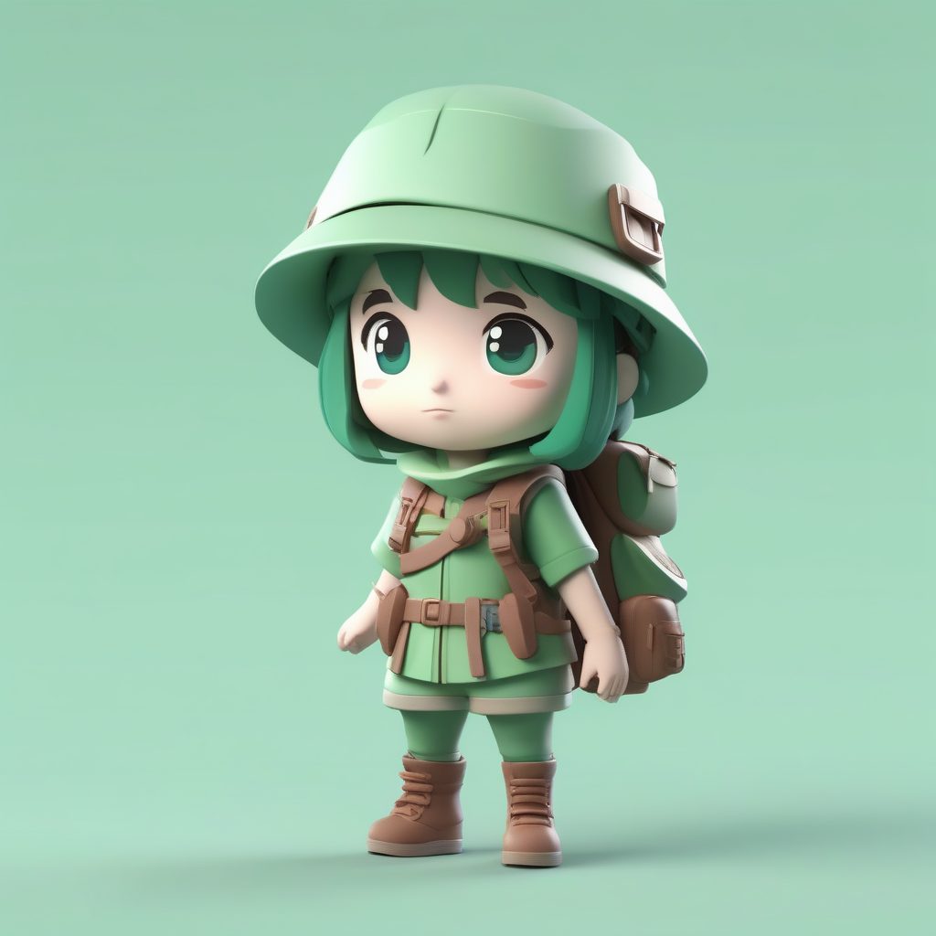 C4D盲盒Q版在逃公主:森林探险家的站立渲染 1 C4D盲盒Q版在逃公主:森林探险家的站立渲染