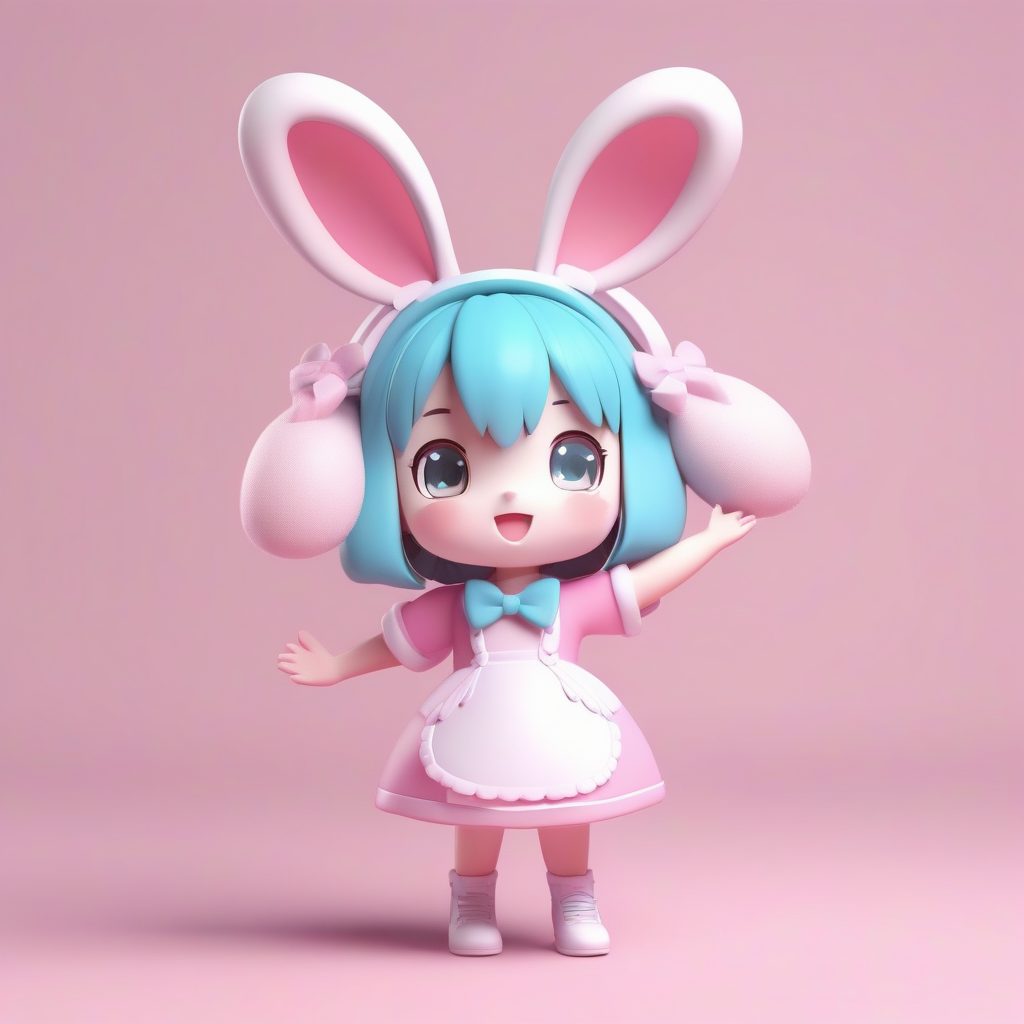 C4D盲盒甜心兔耳娘:粉色女仆装Q版全身站立照生成 25 C4D盲盒甜心兔耳娘:粉色女仆装Q版全身站立照生成