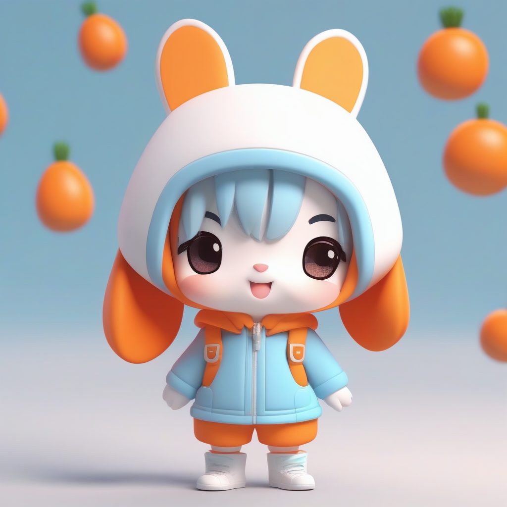 C4D盲盒甜心兔耳娘:胡萝卜主题Q版粘土手办站立照 17 C4D盲盒甜心兔耳娘:胡萝卜主题Q版粘土手办站立照