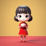 c4d mang he xi lie yuan qi man man de hong se qi pao q ban shao nyu zhan li shou ban xuan ran tu