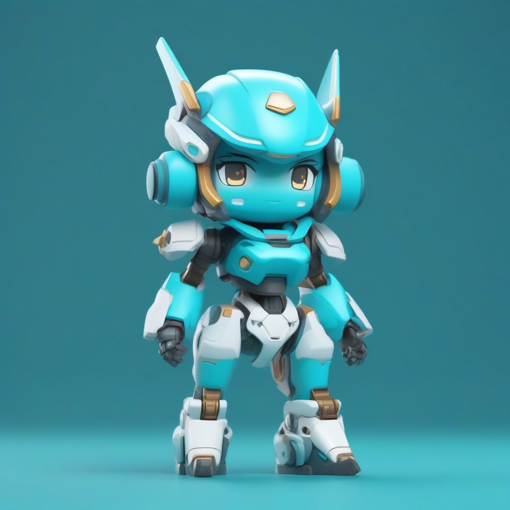 C4D软粘土Q版机械娘：深海探险者，盲盒手办全身站立渲染