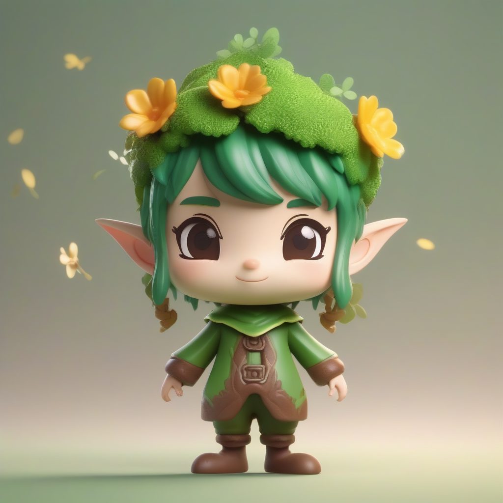 C4D森林守护者：Q版粘土风精灵盲盒全身渲染图