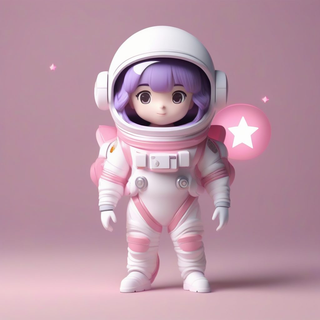 C4D太空漫游：极简Q版宇航员盲盒手办全身站立照，Octane超写实渲染